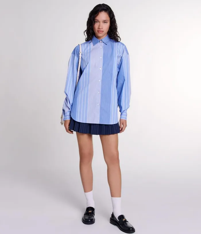 Maje Striped Patchwork Shirt Women Tops and Shirts