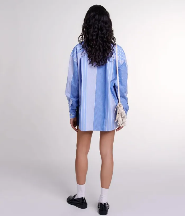 Maje Striped Patchwork Shirt Women Tops and Shirts