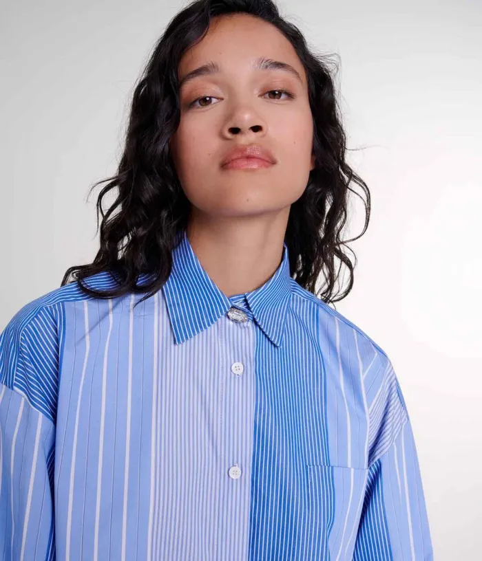 Maje Striped Patchwork Shirt Women Tops and Shirts