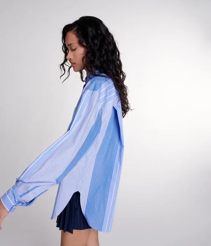 Maje Striped Patchwork Shirt Women Tops and Shirts