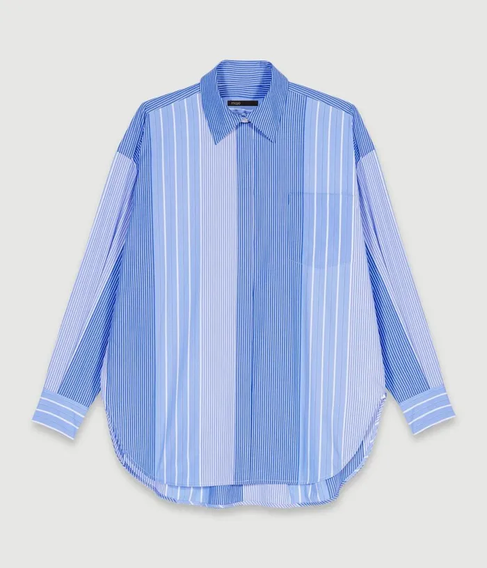 Maje Striped Patchwork Shirt Women Tops and Shirts