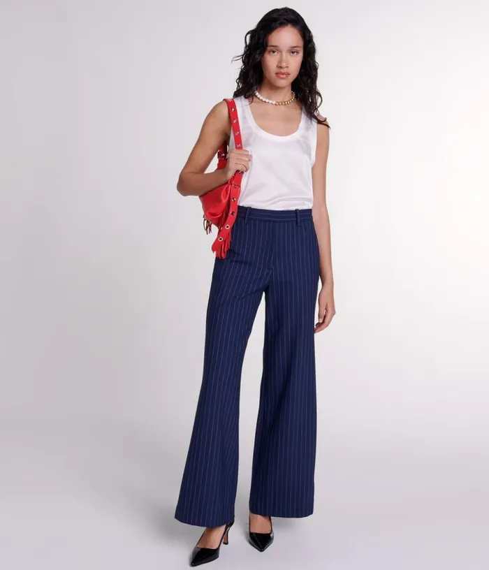 Maje Striped Trousers Women Pants and Jeans