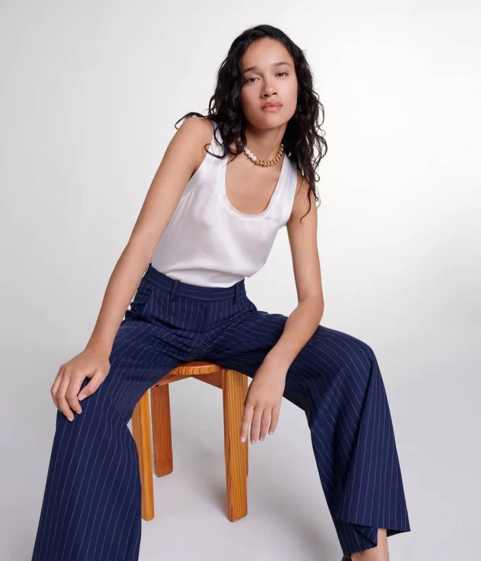 Maje Striped Trousers Women Pants and Jeans