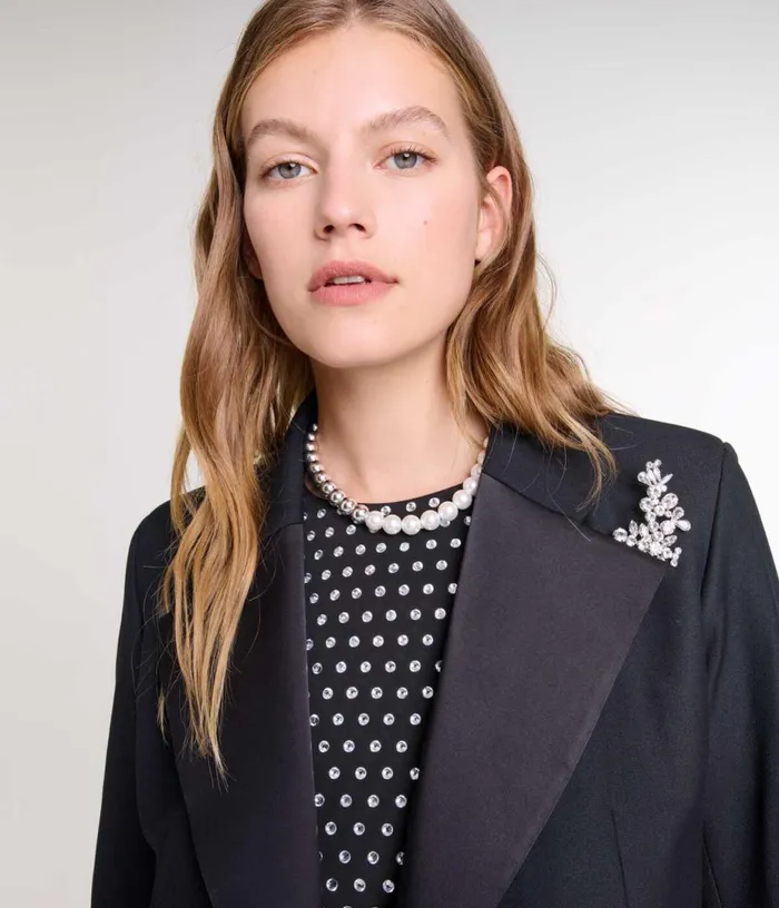 Maje Suit Jacket With Brooch Women Blazers and Jackets