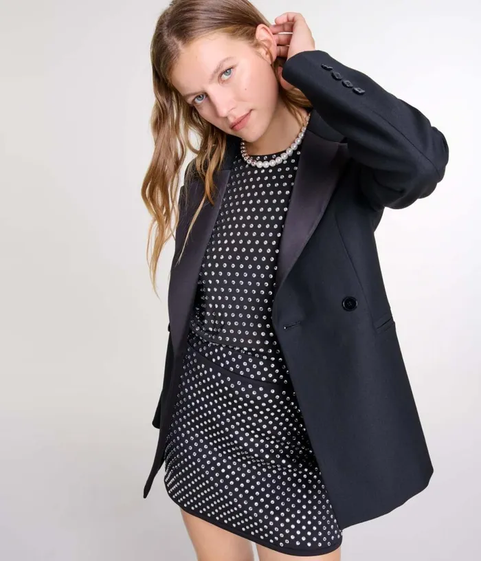 Maje Suit Jacket With Brooch Women Blazers and Jackets