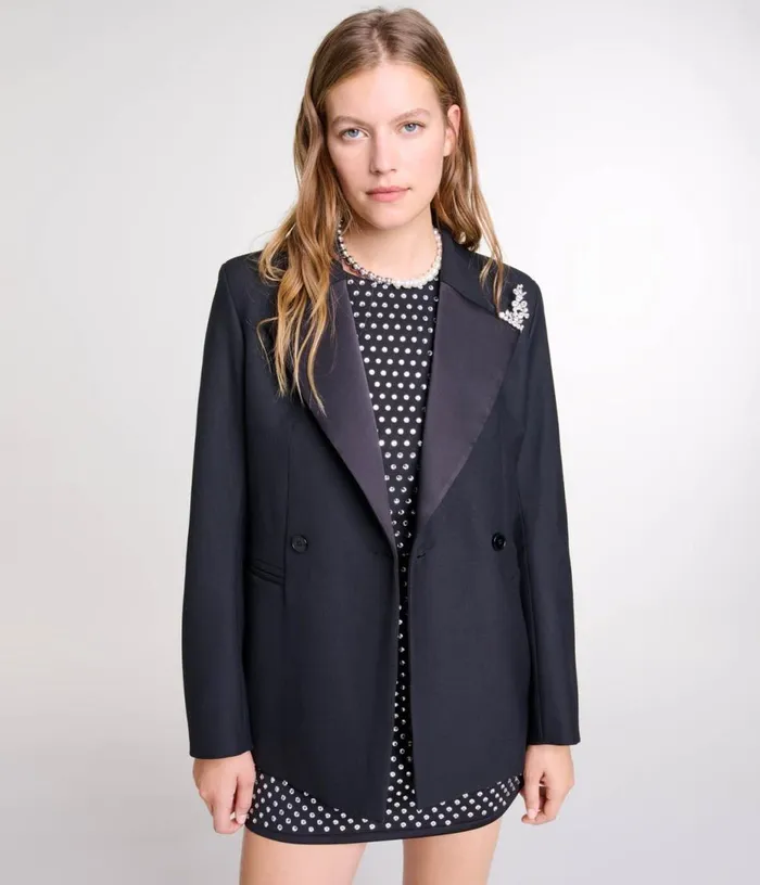 Maje Suit Jacket With Brooch Women Blazers and Jackets