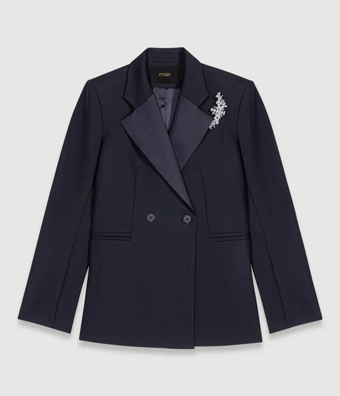 Maje Suit Jacket With Brooch Women Blazers and Jackets