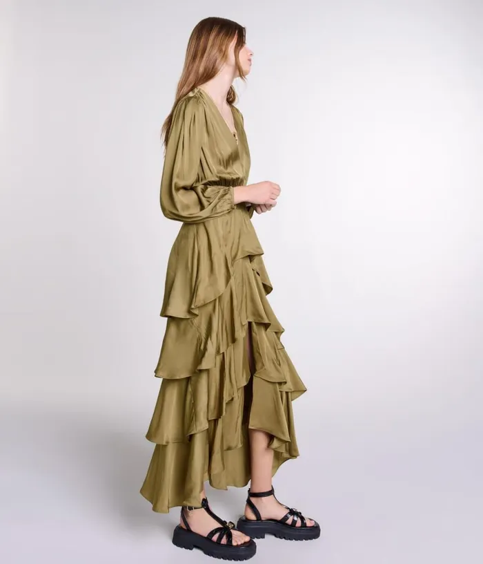 Maje Tiered Maxi Dress Women Dresses