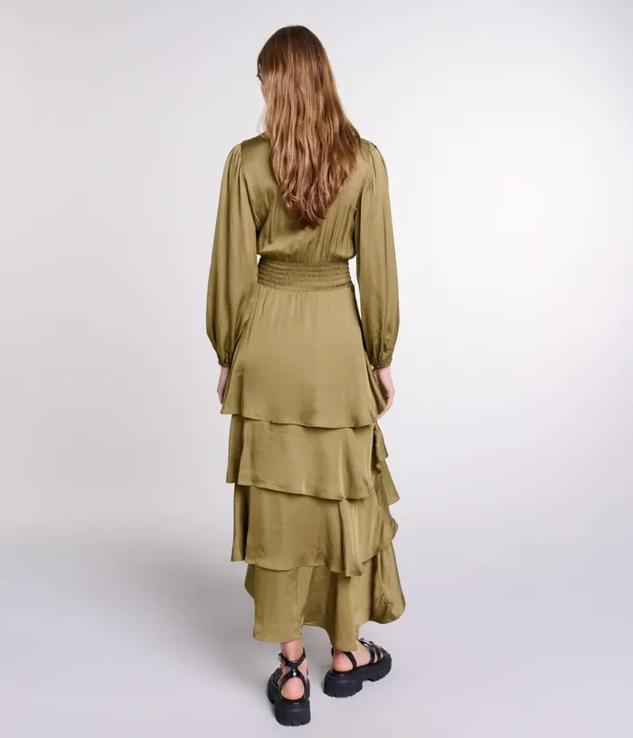 Maje Tiered Maxi Dress Women Dresses