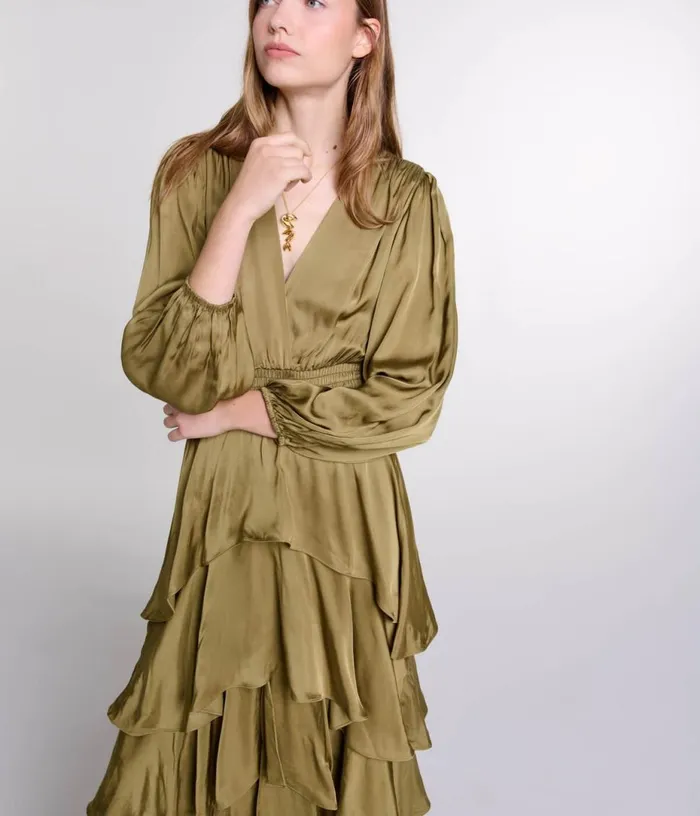Maje Tiered Maxi Dress Women Dresses