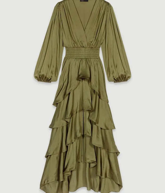 Maje Tiered Maxi Dress Women Dresses