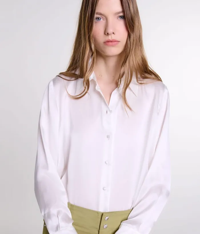 Maje White Silk Shirt Women Tops and Shirts