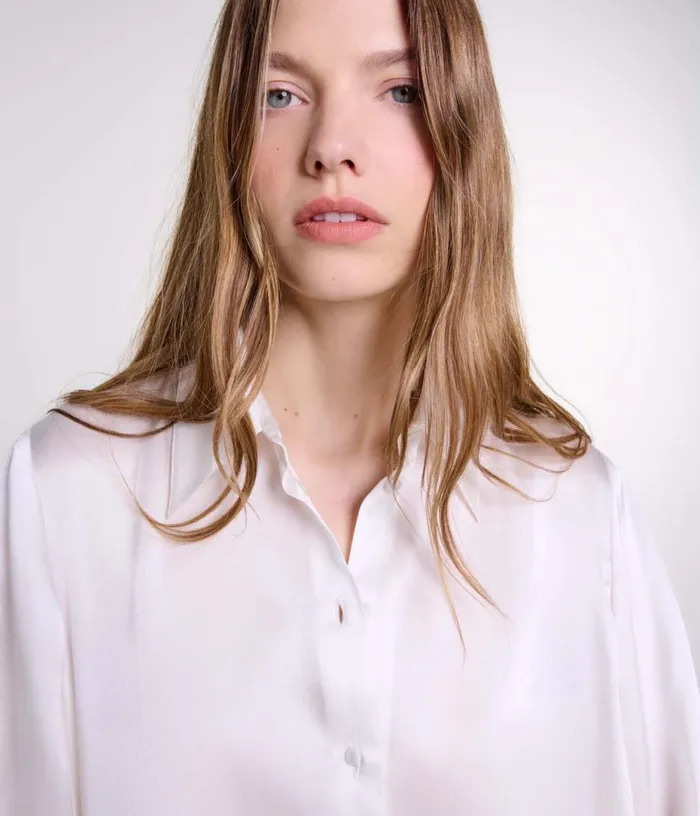 Maje White Silk Shirt Women Tops and Shirts
