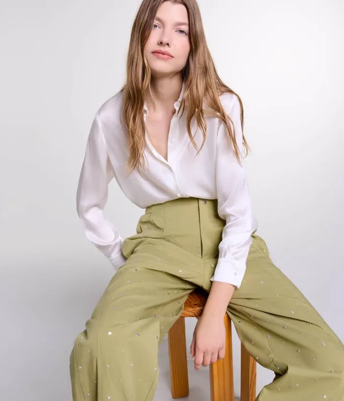 Maje White Silk Shirt Women Tops and Shirts