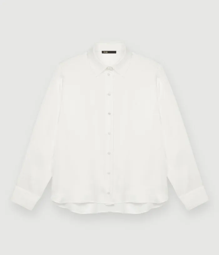 Maje White Silk Shirt Women Tops and Shirts