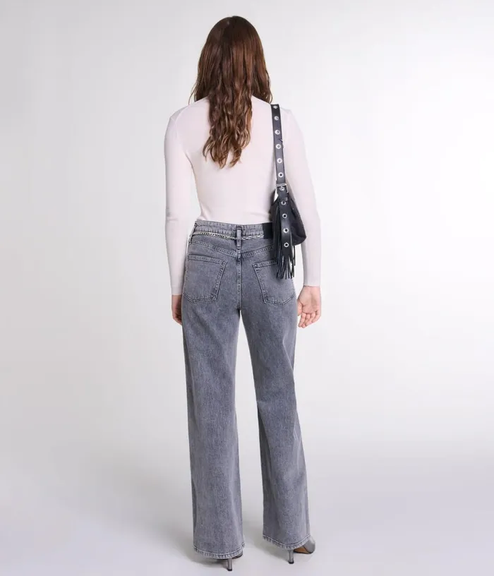 Maje Wideleg Jeans With Chainlink Belt Women Pants and Jeans