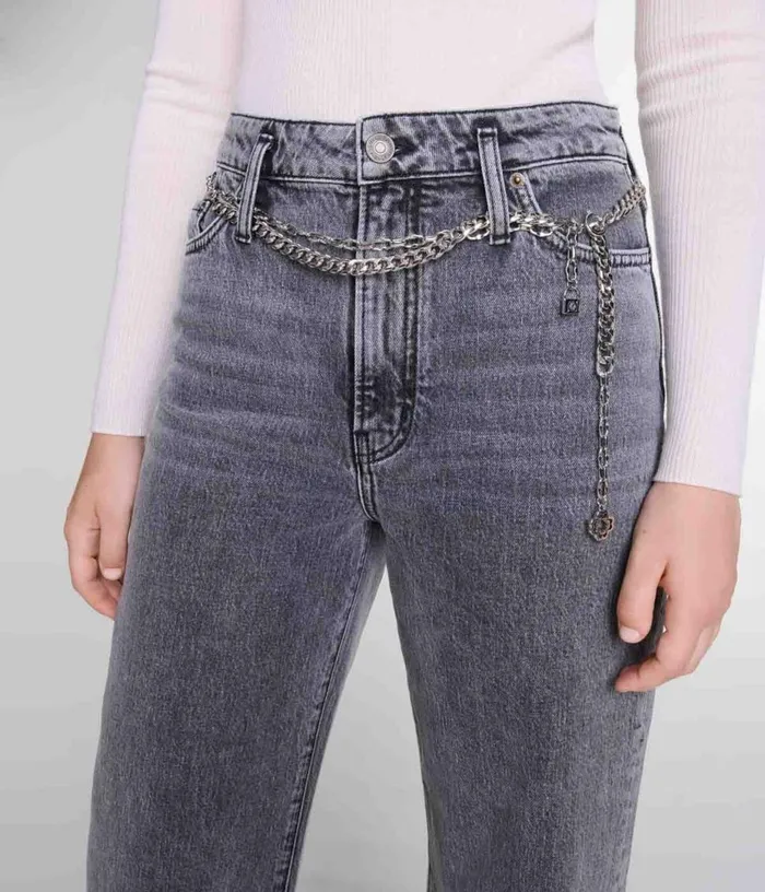 Maje Wideleg Jeans With Chainlink Belt Women Pants and Jeans