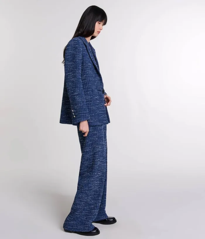 Maje Wideleg Tweed Trousers Women Pants and Jeans