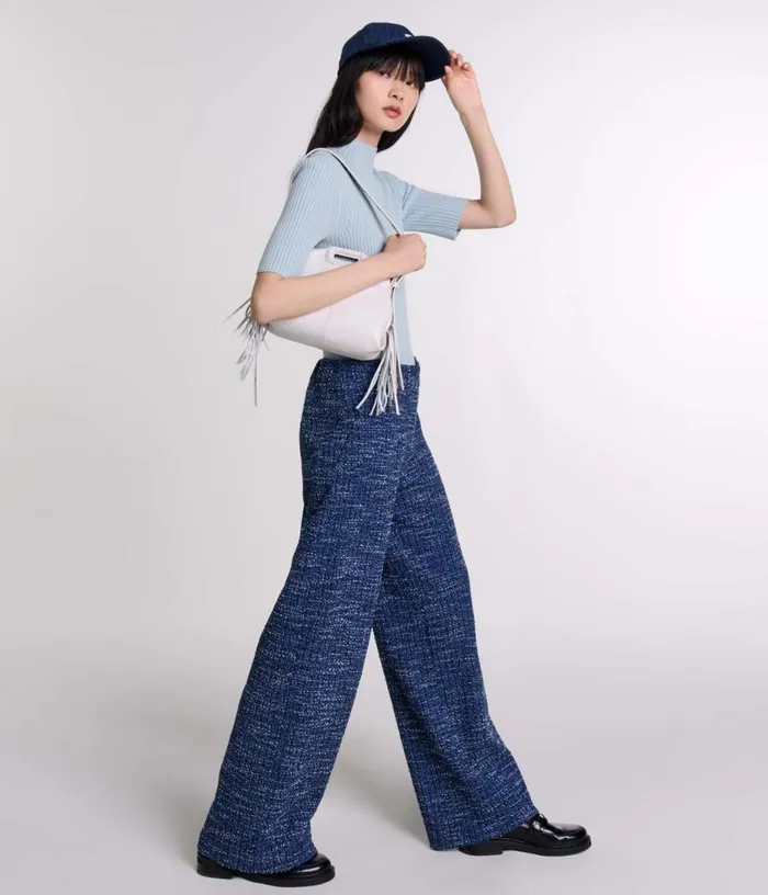 Maje Wideleg Tweed Trousers Women Pants and Jeans