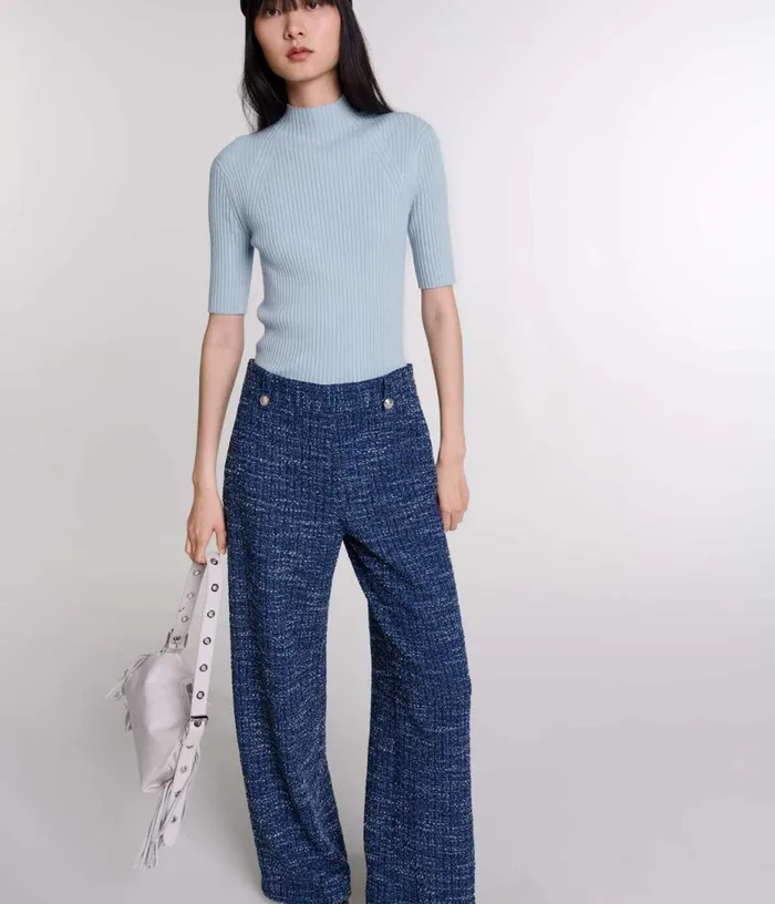 Maje Wideleg Tweed Trousers Women Pants and Jeans