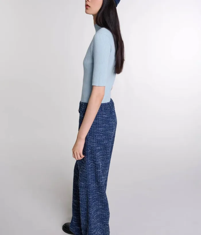 Maje Wideleg Tweed Trousers Women Pants and Jeans