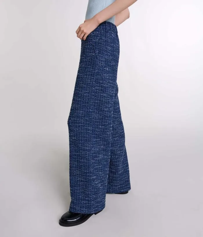Maje Wideleg Tweed Trousers Women Pants and Jeans