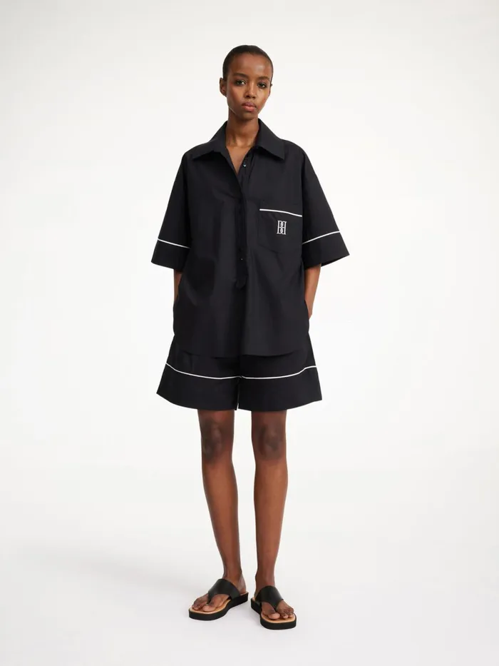 Mallias Organic Cotton Shirt Black Women By Malene Birger Tops and Blouses