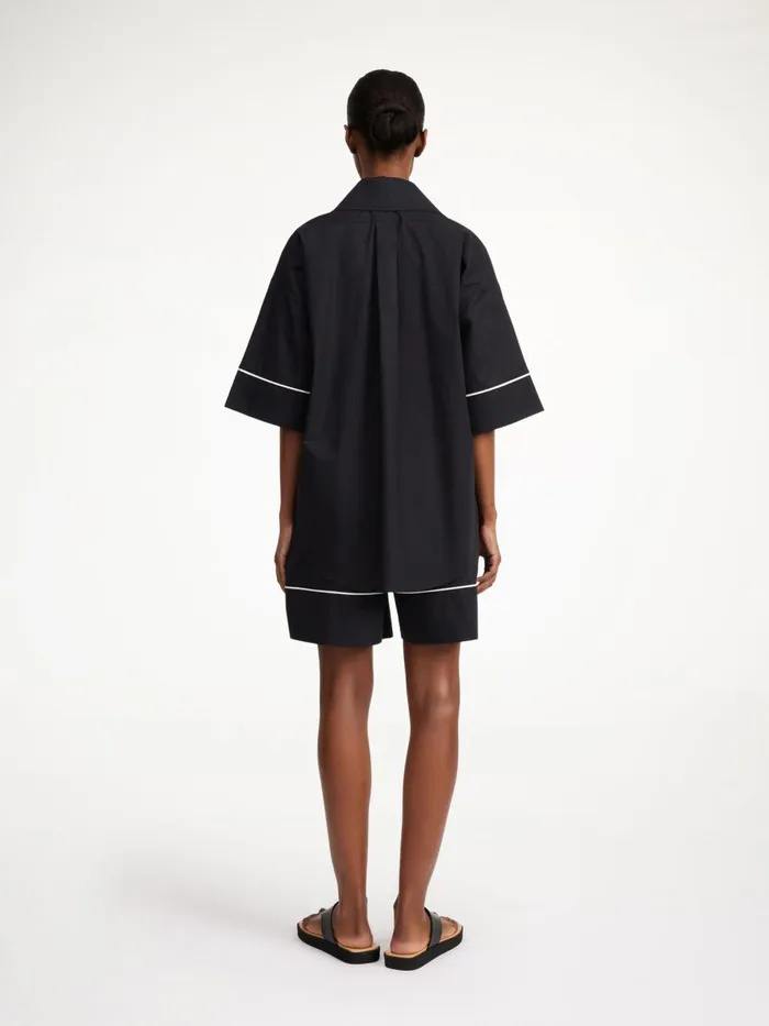 Mallias Organic Cotton Shirt Black Women By Malene Birger Tops and Blouses