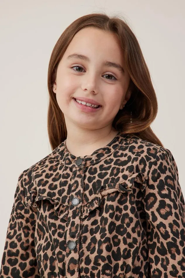 Maria Denim Dress Leopard Print Girls Cotton On Dresses
