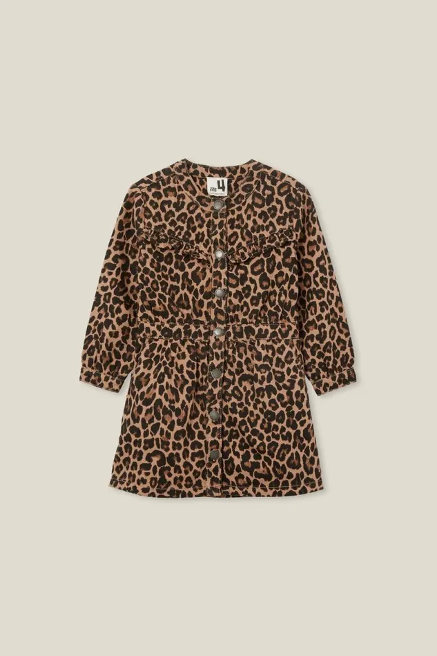 Maria Denim Dress Leopard Print Girls Cotton On Dresses
