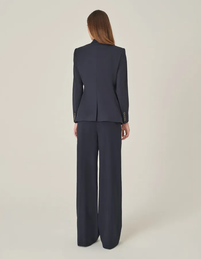 MARYLING Blazers Dark Blue DoubleBreasted Waisted Blazer Midnight Blue 8211 Women MARYLING Blazers Dark Blue DoubleBreasted Waisted Blazer Midnight Blue 8211 Women