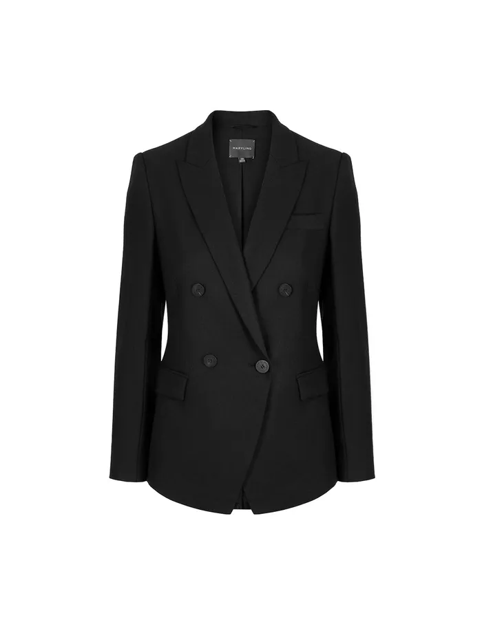 MARYLING Blazers DoubleBreasted Peak Lapel Blazer Black 8211 Women