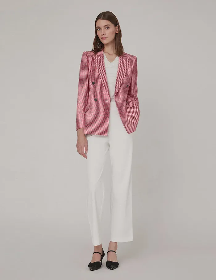 MARYLING Blazers Houndstooth Peak Lapel DoubleBreasted Blazer Mix 8211 Women