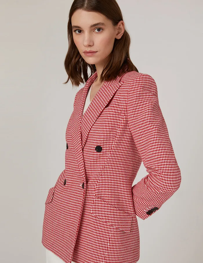 MARYLING Blazers Houndstooth Peak Lapel DoubleBreasted Blazer Mix 8211 Women