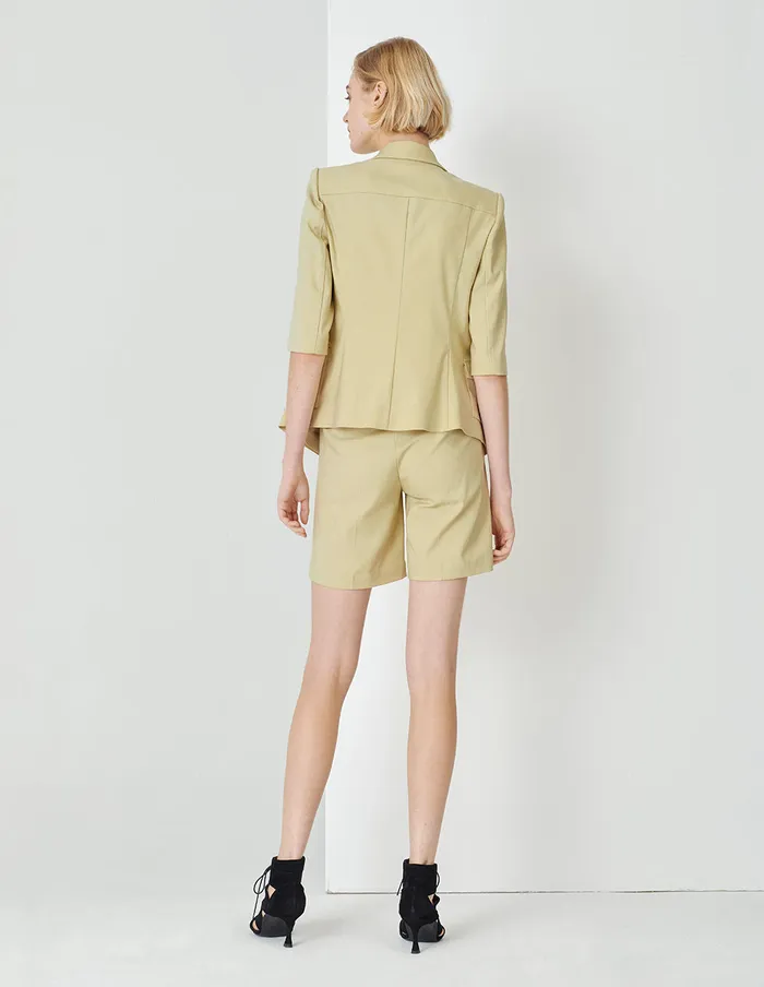 MARYLING Blazers Sand Double Breasted Jacket With Lap Collar Pockets Yellow 8211 Women