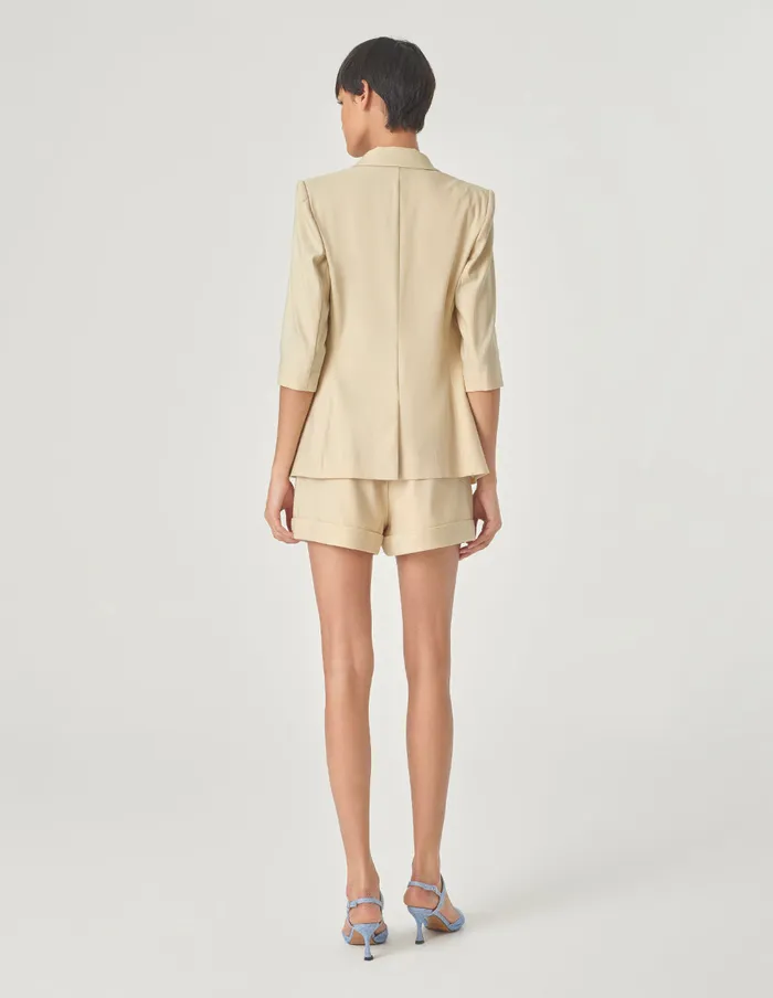 MARYLING Blazers Sand DoubleBreasted MidSleeve Blazer Sandy 8211 Women MARYLING Blazers Sand DoubleBreasted MidSleeve Blazer Sandy 8211 Women