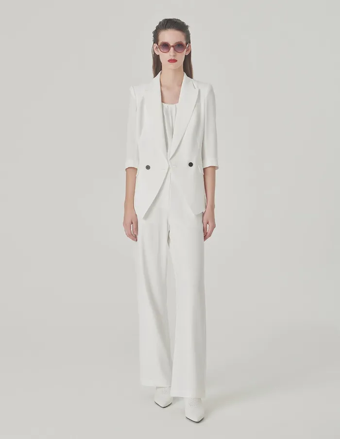 MARYLING Blazers White Classic Silhouette Blazer Snow 8211 Women MARYLING Blazers White Classic Silhouette Blazer Snow 8211 Women