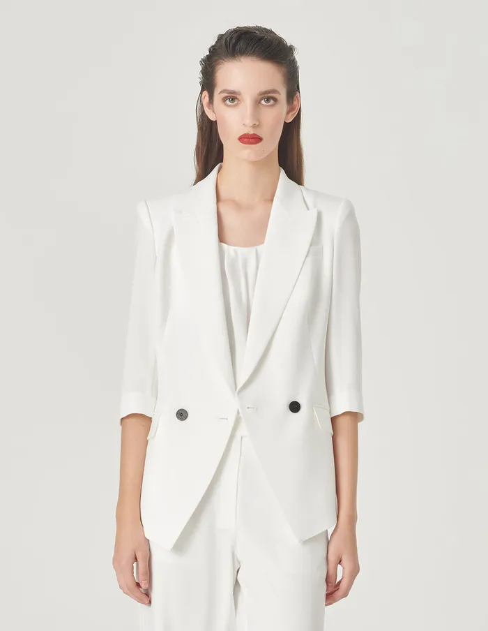 MARYLING Blazers White Classic Silhouette Blazer Snow 8211 Women MARYLING Blazers White Classic Silhouette Blazer Snow 8211 Women