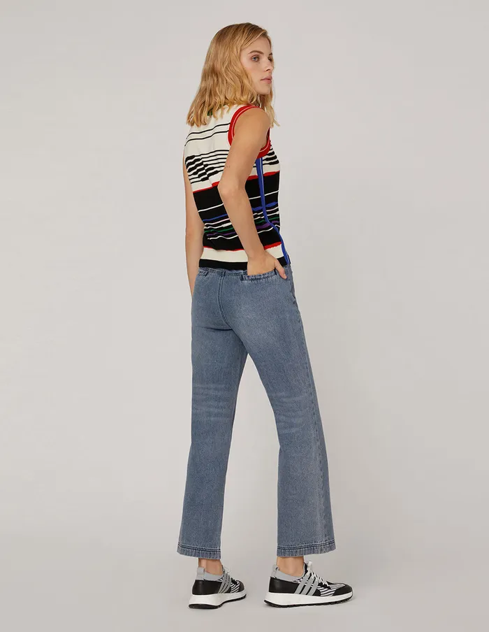 MARYLING Blouse Crew Neck Striped Wool Knitted Vest Mix 8211 Women