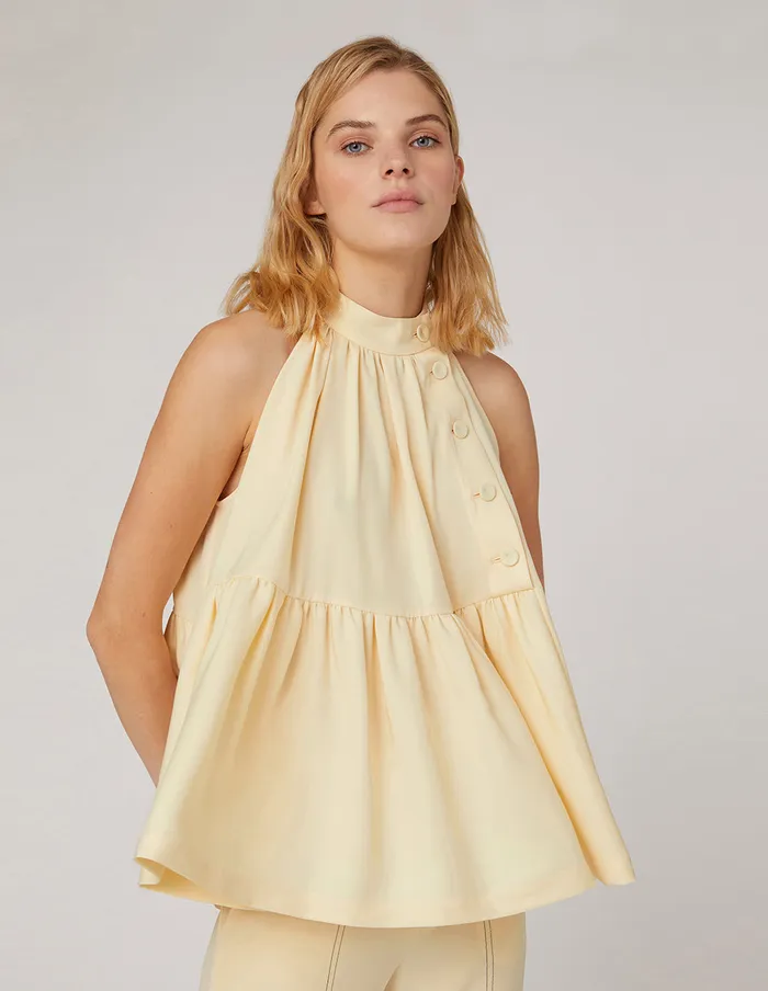 MARYLING Blouse Halterneck Off Shoulder Top Brown 8211 Women MARYLING Blouse Halterneck Off Shoulder Top Brown 8211 Women
