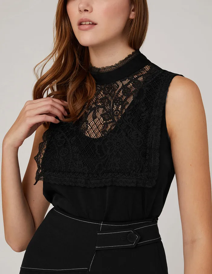 MARYLING Blouse SLEEVELESS LACE TOP Black 8211 Women MARYLING Blouse SLEEVELESS LACE TOP Black 8211 Women