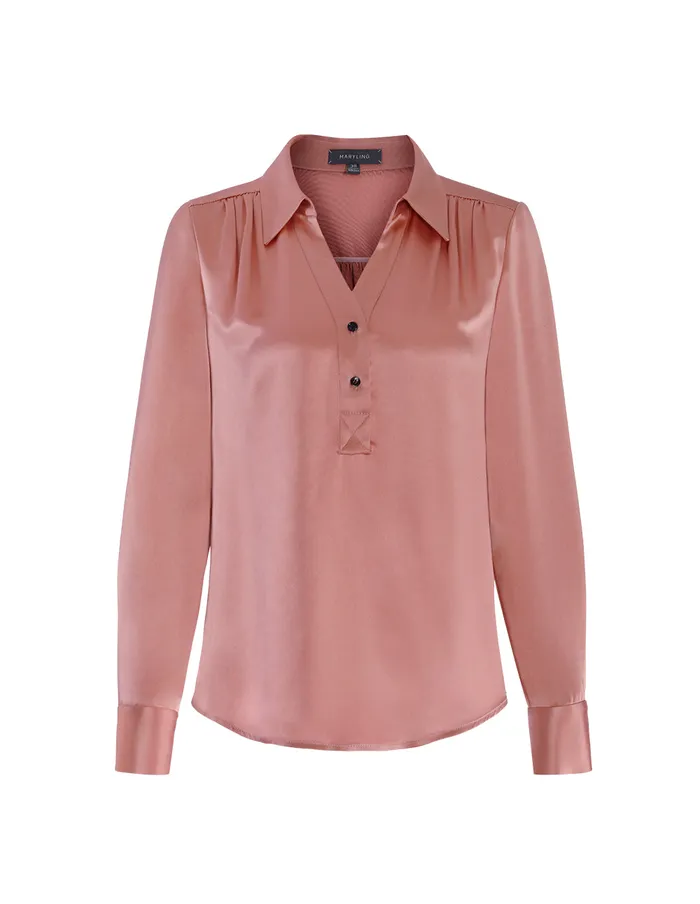 MARYLING Blouse VNeck Shirt Collar Top Red 8211 Women