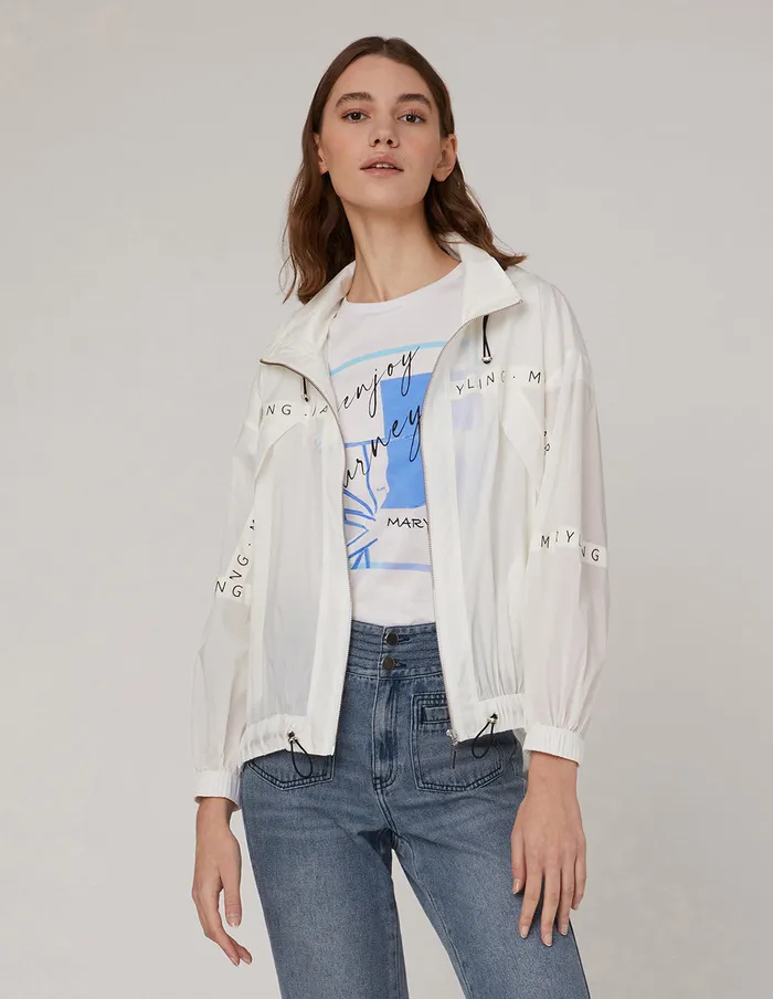 MARYLING Jacket and Coat Black Brand Logo Jacket White 8211 Women