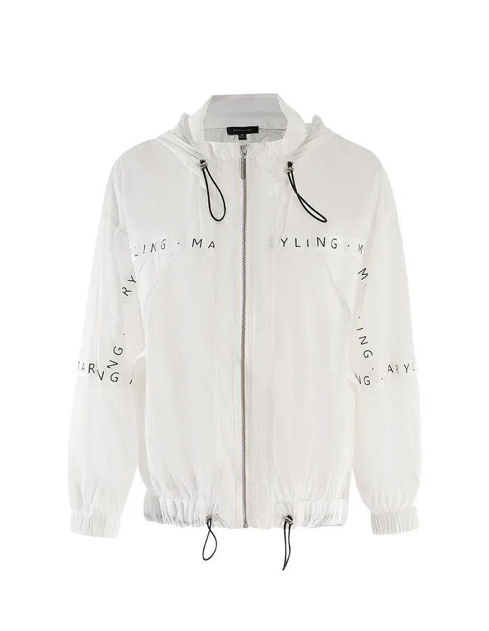 MARYLING Jacket and Coat Black Brand Logo Jacket White 8211 Women MARYLING Jacket and Coat Black Brand Logo Jacket White 8211 Women