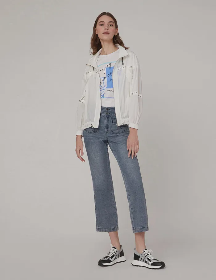MARYLING Jacket and Coat Black Brand Logo Jacket White 8211 Women MARYLING Jacket and Coat Black Brand Logo Jacket White 8211 Women