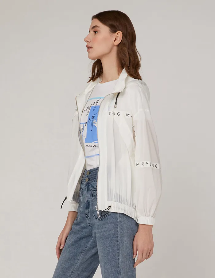 MARYLING Jacket and Coat Black Brand Logo Jacket White 8211 Women MARYLING Jacket and Coat Black Brand Logo Jacket White 8211 Women