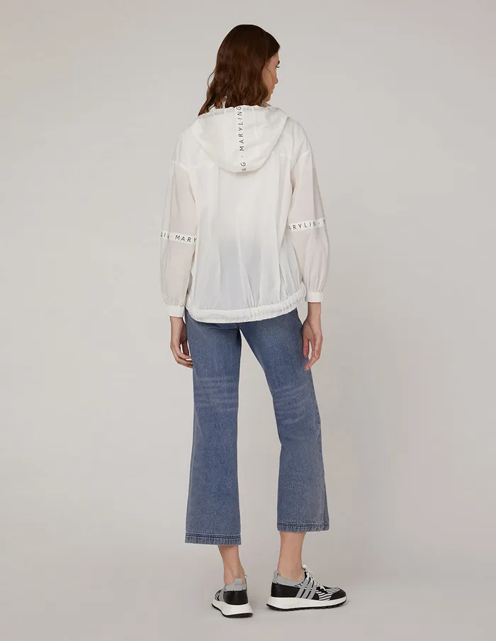 MARYLING Jacket and Coat Black Brand Logo Jacket White 8211 Women MARYLING Jacket and Coat Black Brand Logo Jacket White 8211 Women