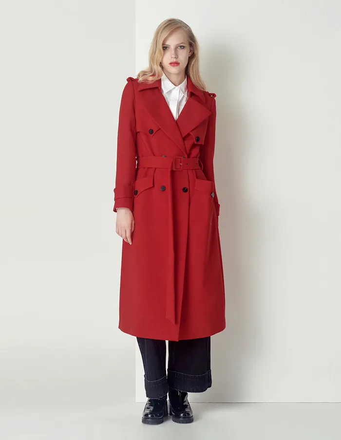 MARYLING Jacket and Coat Crimson Doublebreasted Lapel Coat Suit Coat Red 8211 Women MARYLING Jacket and Coat Crimson Doublebreasted Lapel Coat Suit Coat Red 8211 Women