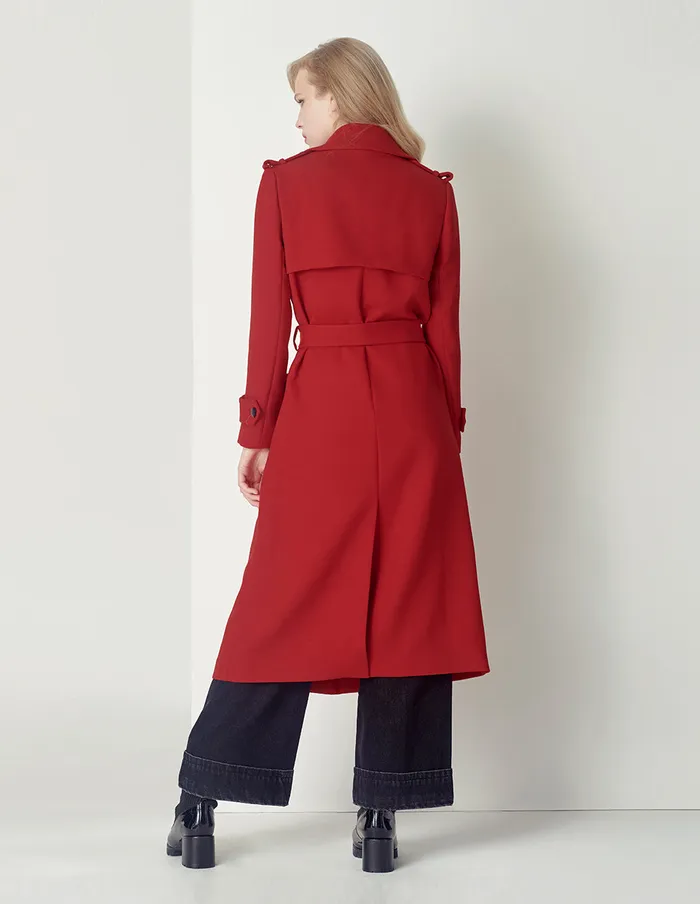 MARYLING Jacket and Coat Crimson Doublebreasted Lapel Coat Suit Coat Red 8211 Women