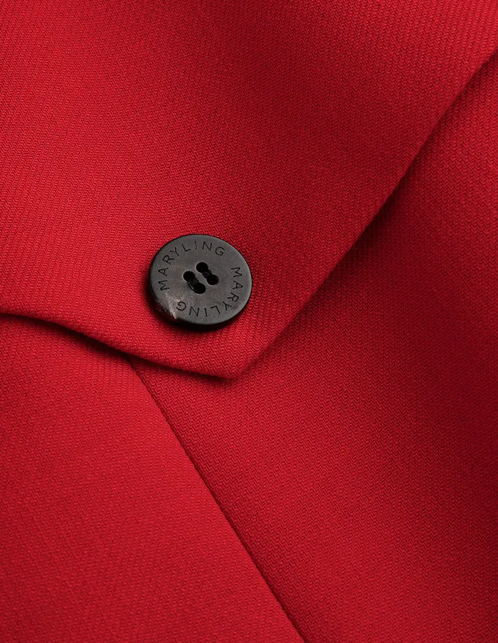 MARYLING Jacket and Coat Crimson Doublebreasted Lapel Coat Suit Coat Red 8211 Women